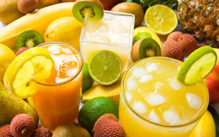 Table fruit drinks pile juice - fruit free wallpaper