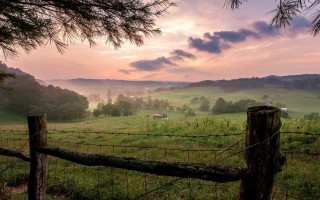 Fence field mountain horizon sunset - balcomb greene free wallpaper