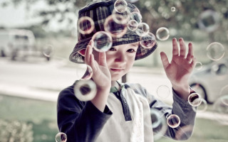 Boy bubbles portrait magic realism - a young boy free wallpaper