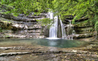 Waterfall forest pool tiltshift city - bouchta el hayani free wallpaper