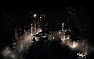 Batman rainy city night fullmoon - a clock in the background free wallpaper