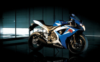 Blue white motorcycle dark room 2 - blind free wallpaper