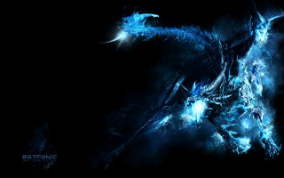 Blue dragon black background crescent - a blue dragon free wallpaper