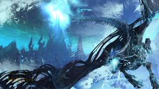 Dragon flying snowy mountain castle - cedric seaut keos masons free wallpaper