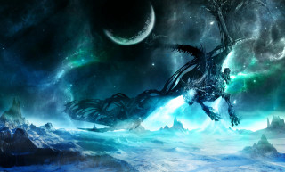 Dragon mountain moon sky fantasy - chris cold free wallpaper for desktop