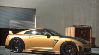 Yellow sports car garage roller - a garage door free wallpaper