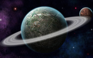 Planet rings star space art - chesley bonestell free wallpaper