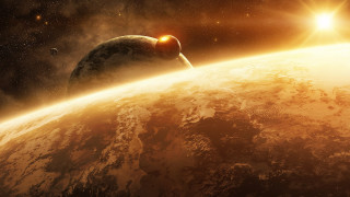 Planet sun star foreground moon - a planet free wallpaper