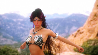 Fantasy woman bikini mountain sky - fantasy style free wallpaper