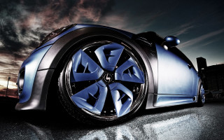 Blue car rim light night - rim free wallpaper