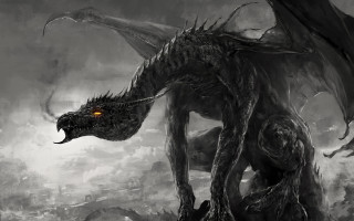 Glowing dragon clouds mountains fantasy - a dark sky free wallpaper