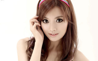Woman long hair pink headband - chen lu free wallpaper