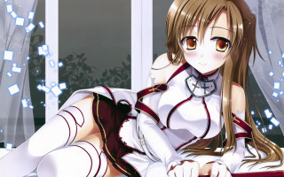 Woman white dress bed crossed - a window behind her free wallpaper