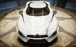 White car garage circular floor - the side of the car free wallpaper