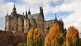 Castle clock tower trees cityscape - front of it free wallpaper for desktop