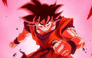 Son goku red hair flying - a red outfit free wallpaper for desktop