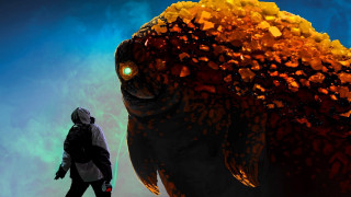 Man giant fish glowing eyes - biopunk free wallpaper