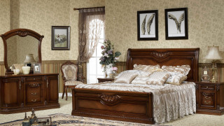 Bedroom bed dresser mirror chair - a rug free wallpaper