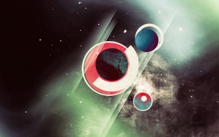 Space abstract rocket moon stars - geometric abstract art free wallpaper for desktop