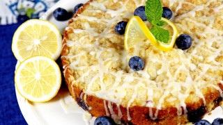 Lemon blueberry cake slice pastel - a pastel free wallpaper for desktop