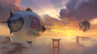 Hotairballoons bridge sunset clouds mattepainting - hot air balloon free wallpaper