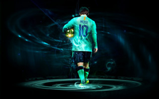 Man glowing hologram soccer reflection - a ball free wallpaper