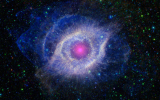 Blue nebula space art astronaut - pink center free wallpaper