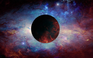 Blackhole stars blue red aurora - large free wallpaper for desktop