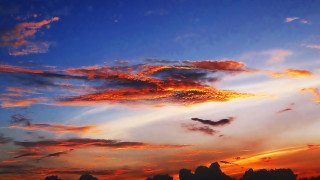 Sunset clouds blue sky orange 2 - arthur pan free wallpaper