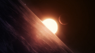 Bright sun distant mountain night - a bright sun free wallpaper