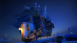 House boat man bridge city - the water and a man free wallpaper