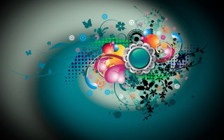 Colorful abstract flower butterfly blue - a blue center free wallpaper