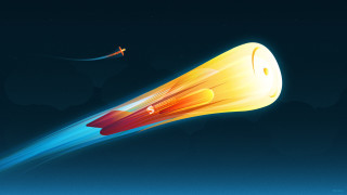 Rocket bright tail blue sky - blue background free wallpaper