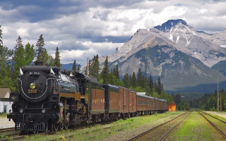 Train mountains scenery bridge castle - a train free wallpaper for desktop