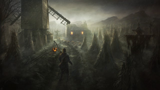 Forest windmill building lantern game - free halloween wallpaper