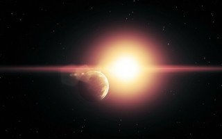 Bright sun distant object space - a bright sun free wallpaper
