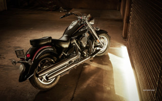 Motorcycle garage light shining detailed - back end free wallpaper