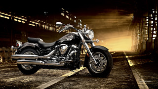 Motorcycle parked night building light - cafer bater free wallpaper