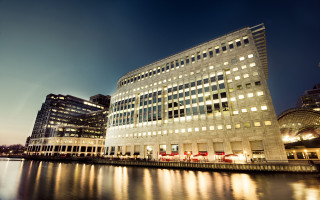 Large building waterfront night architecture - digital photography free wallpaper
