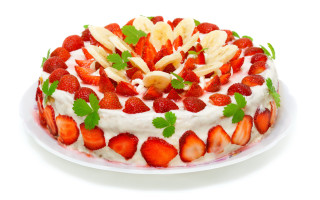 Strawberry banana cake rococo pastel - a plate free wallpaper