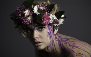 Purple flower body paint fashion - paint free wallpaper
