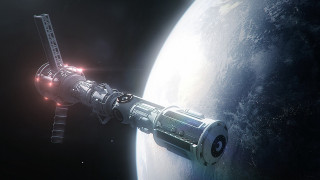 Space station moon planet aurora - a distant planet in the foreground free wallpaper