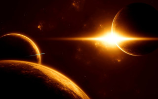 Solar eclipse two planets bright - a solar eclipse free wallpaper