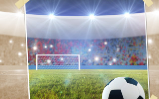 Soccer ball stadium goalkeeper 3d - a stadium in the background free wallpaper