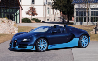Blue bugatti driveway house wall - a blue bugatti free wallpaper