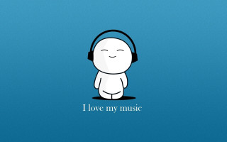 Cartoon headphones love music smile - free love wallpaper