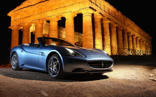 Blue sports car neoclassical night - column free wallpaper for desktop