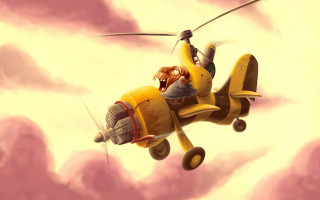 Cartoon character yellow plane monkey - alejandro burdisio free wallpaper for desktop