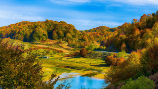 Scenic valley lake forest autumn - a scenic view of a valley free wallpaper