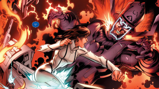 Woman fire battle mecha embers - a black suit free wallpaper